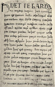 first page of Beowolf Old English literature, or Anglo-Saxon literature, encompasses the surviving literature written in Old English in Anglo-Saxon England from www.legalfieldcareers.com a division of Thronhill Publishing